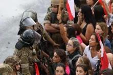Women on the front line in the current protests. Photo: Nicolas Tawk