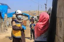 White Helmet volunteers spreading awareness about Covid-19 in displacement camps