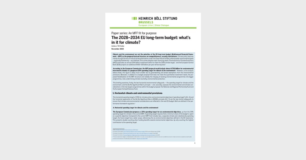 The 2028–2034 EU long-term budget: what’s in it for climate? | Heinrich ...