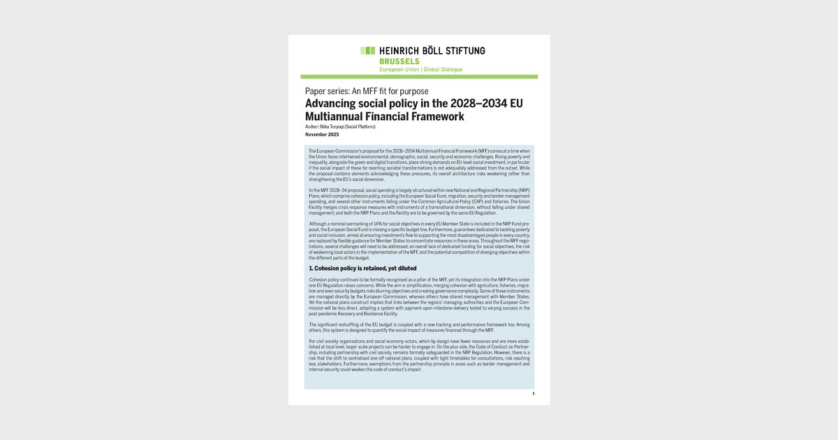 Advancing social policy in the 2028–2034 EU Multiannual Financial ...