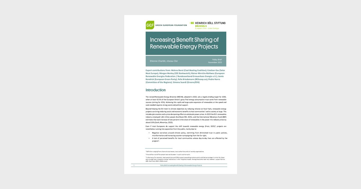 Increasing benefit sharing of renewable energy projects | Heinrich Böll ...