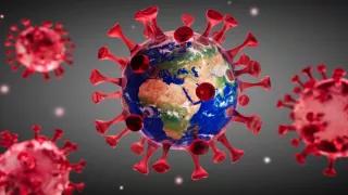 Picture of Earth with the corona virus around it